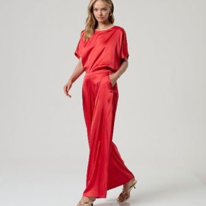 Pantalon large Rouge