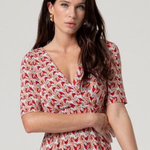 Robe courte croisée avec décolleté Multicolore