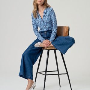 Pantalon large Bleu
