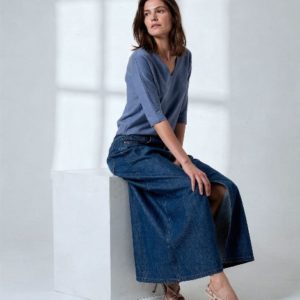 Maxi jupe avec fente Bleu