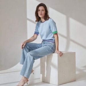 Pantalon à jambes larges Bleu ciel
