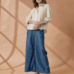 Chemise manches larges 3/4 Écru