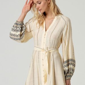 Robe chemise longue Écru