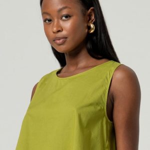 Top sans manches col rond Vert