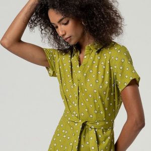 Robe chemise manches courtes Vert