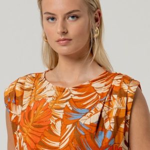 Top sans manches avec drapé Orange