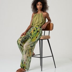 Pantalon large Vert