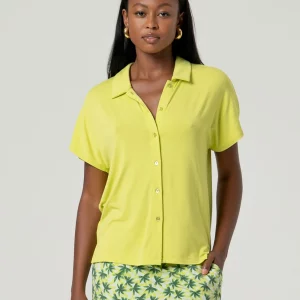 Chemise à manches courtes Vert acide