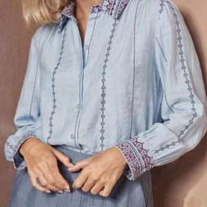 Chemise manches larges 3/4 Bleu ciel